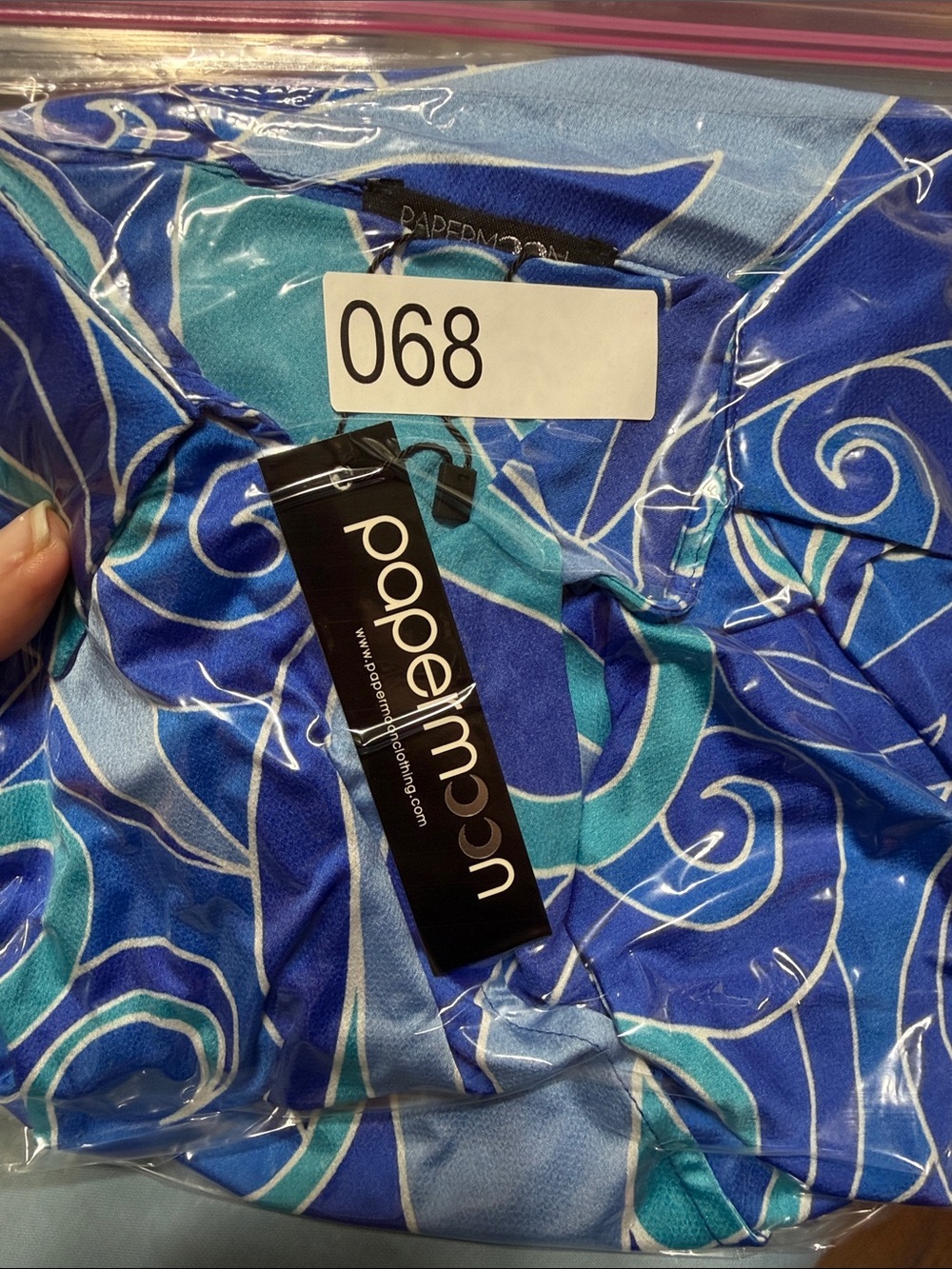Blue & Aqua Swirl Dress w/Side Ring Accent